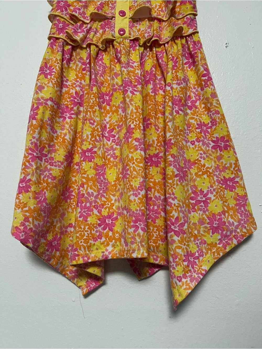 Jona Michelle Girls' Yellow & Pink Floral Ruffle Sundress 3T